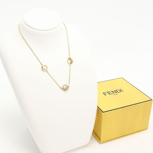 Fendi F Is Fendi 8ag735 6DM F089u Necklace Metal Zirconia Womens