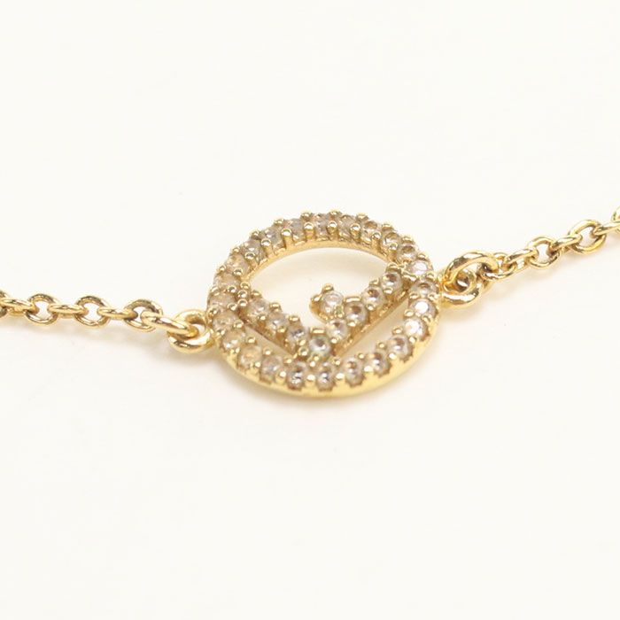 Fendi F Is Fendi 8ag735 6DM F089u Necklace Metal Zirconia Womens