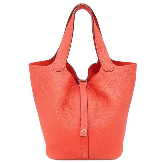 Hermes Handbag Picotin Lock MM Taurillon Clemence Rose Jaipur Silver Hardware