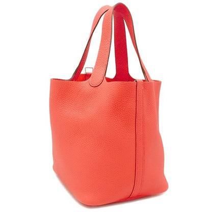 Hermes Handbag Picotin Lock MM Taurillon Clemence Rose Jaipur Silver Hardware