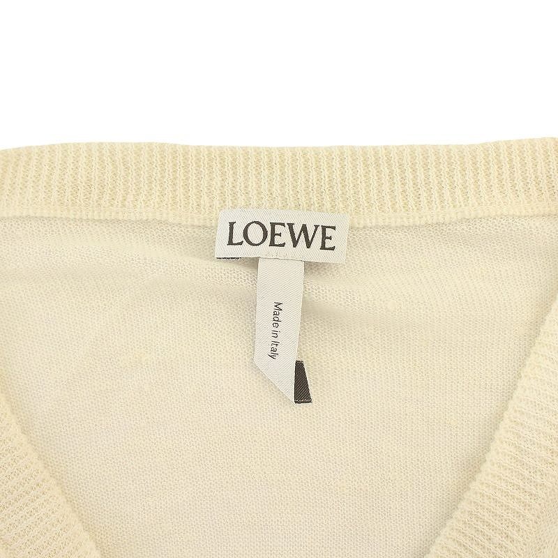 Loewe Emblem Summer Knit Sweater Long Sleeve V Neck Stripe Light Hand Linen M