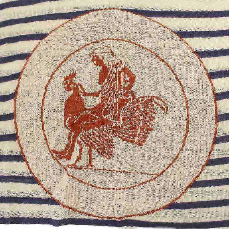 Loewe Emblem Summer Knit Sweater Long Sleeve V Neck Stripe Light Hand Linen M