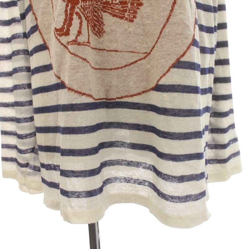 Loewe Emblem Summer Knit Sweater Long Sleeve V Neck Stripe Light Hand Linen M