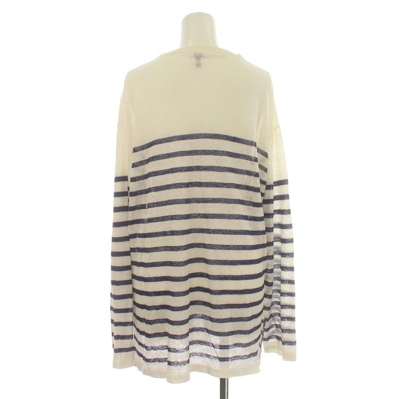 Loewe Emblem Summer Knit Sweater Long Sleeve V Neck Stripe Light Hand Linen M