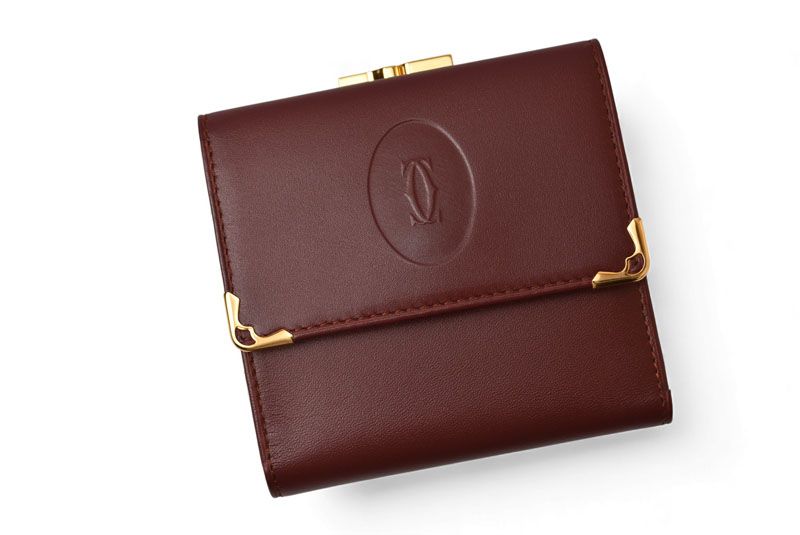 Cartier Folded Wallet Trifold Vintage Cartier Must De Cartier Bordeaux With