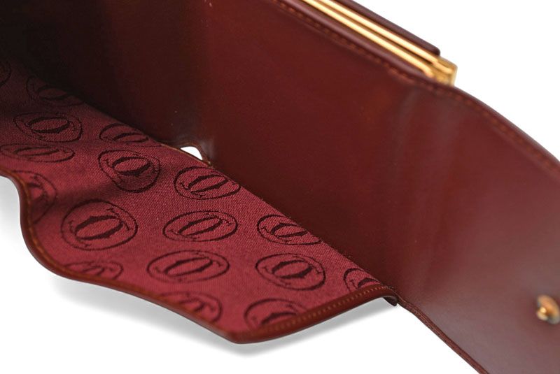 Cartier Folded Wallet Trifold Vintage Cartier Must De Cartier Bordeaux With