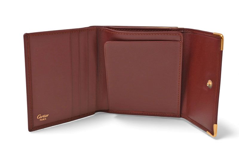 Cartier Folded Wallet Trifold Vintage Cartier Must De Cartier Bordeaux With