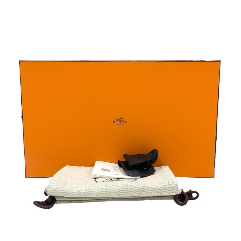 Hermes Carlotta Sandals Shoes Leather Shearling Wood Black Silver Sabot Mule