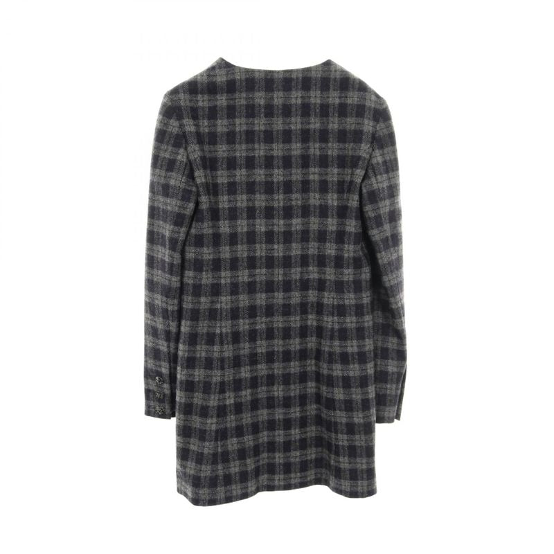 Chanel Dress Coco Mark Button Gray Wool Silk Dress Ladies Used A