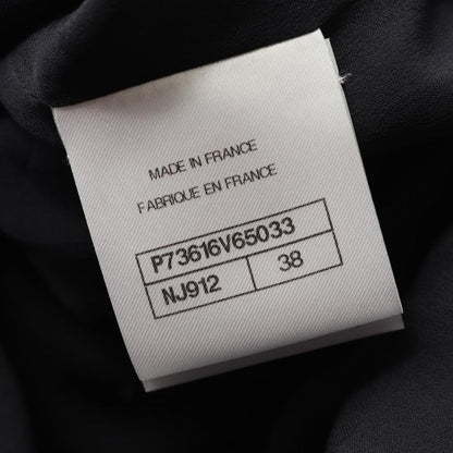 Chanel Dress Coco Mark Button Gray Wool Silk Dress Ladies Used A