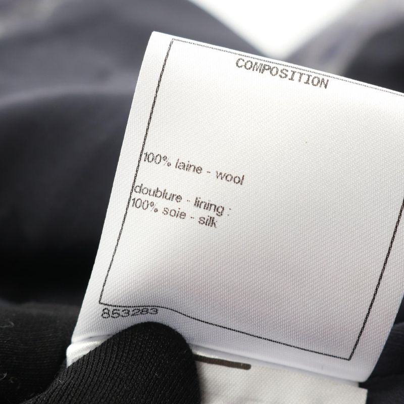 Chanel Dress Coco Mark Button Gray Wool Silk Dress Ladies Used A