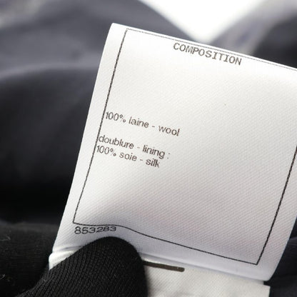 Chanel Dress Coco Mark Button Gray Wool Silk Dress Ladies Used A