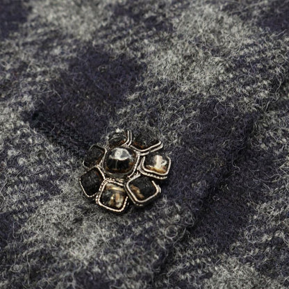 Chanel Dress Coco Mark Button Gray Wool Silk Dress Ladies Used A