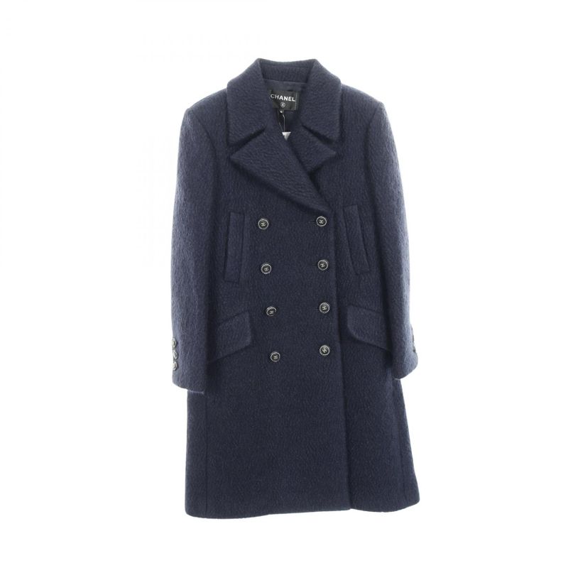 Chanel Coco Mark Button Wool Coat Ladies Used A