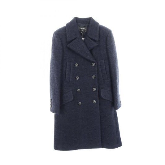 Chanel Coco Mark Button Wool Coat Ladies Used A