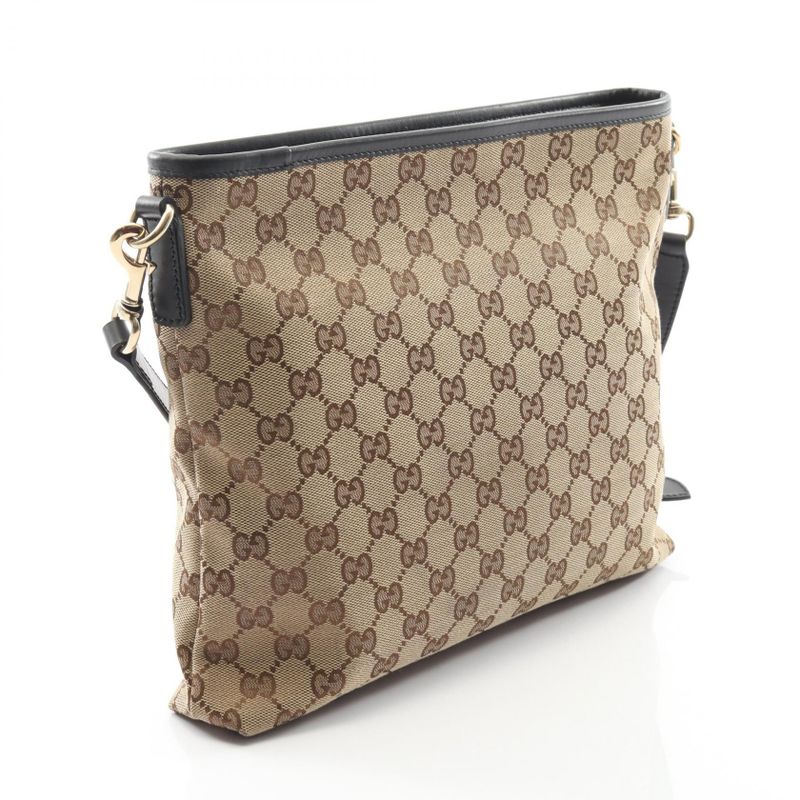 Gucci Shoulder Bag Sherry Line 388926 Beige/black Canvas Leather Sherry Line