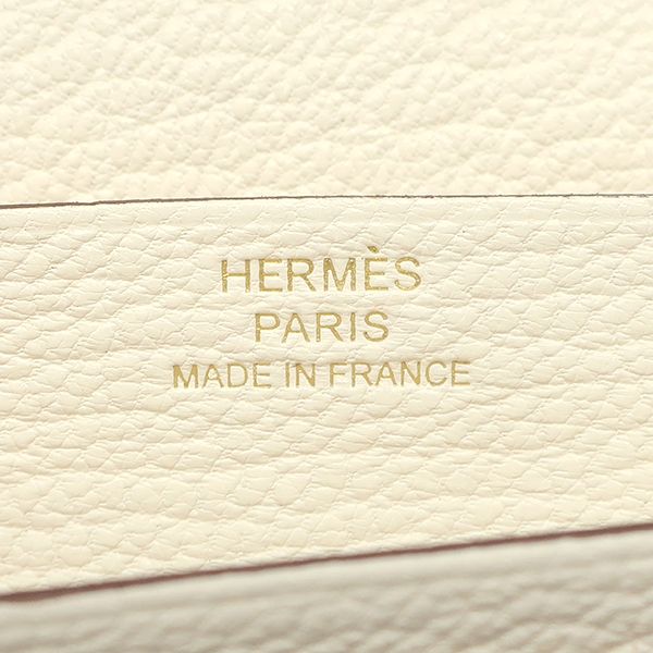 Hermes Long Wallet Bearn Souffle Chèvre Nata Gold Hardware Off-White Bifold