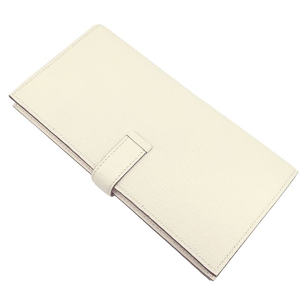 Hermes Long Wallet Bearn Souffle Chèvre Nata Gold Hardware Off-White Bifold