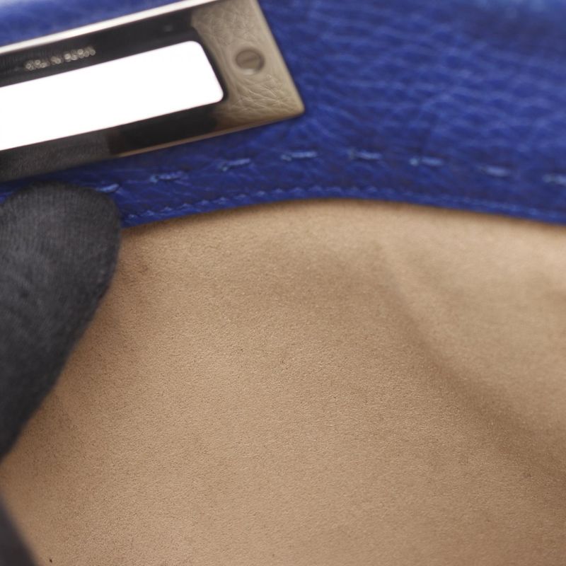 Fendi Handbag Peekaboo Regular 8bn226 Blue Leather Selleria Peekaboo Regular