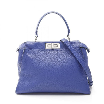 Fendi Handbag Peekaboo Regular 8bn226 Blue Leather Selleria Peekaboo Regular