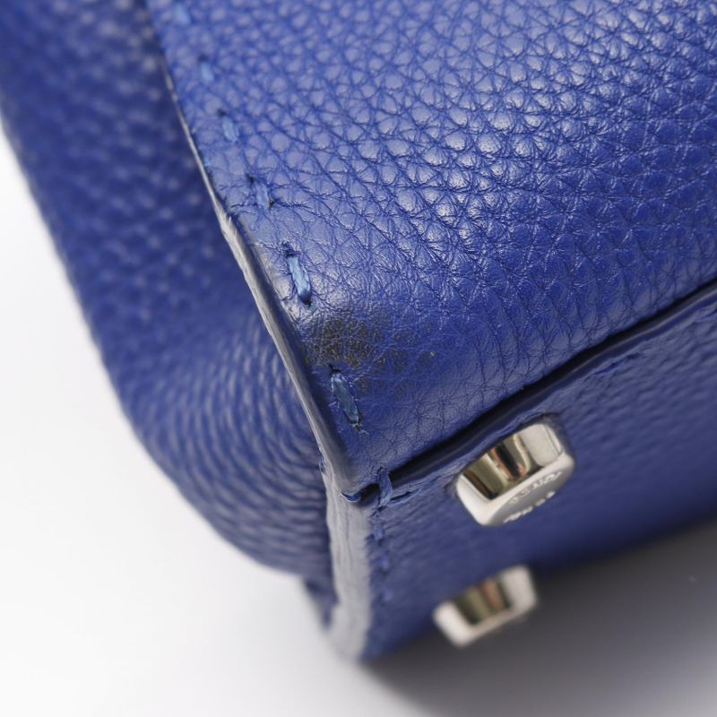 Fendi Handbag Peekaboo Regular 8bn226 Blue Leather Selleria Peekaboo Regular