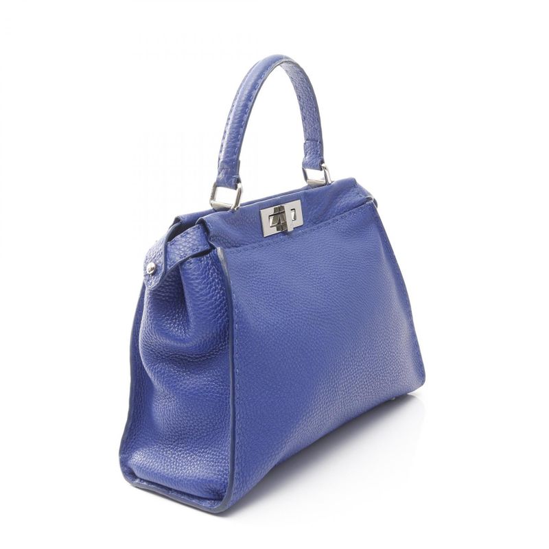 Fendi Handbag Peekaboo Regular 8bn226 Blue Leather Selleria Peekaboo Regular