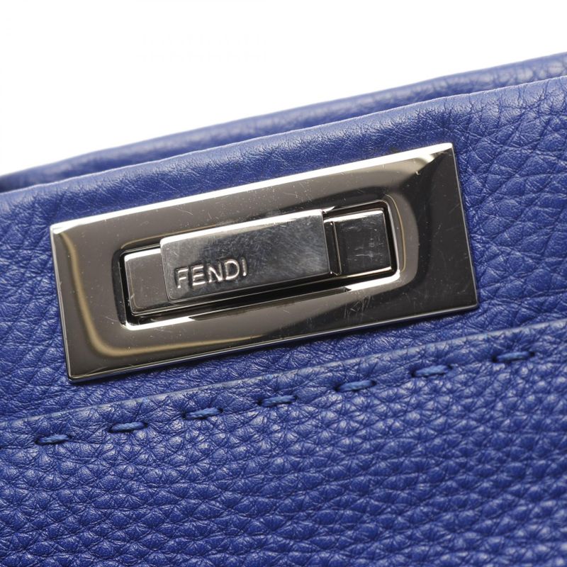 Fendi Handbag Peekaboo Regular 8bn226 Blue Leather Selleria Peekaboo Regular