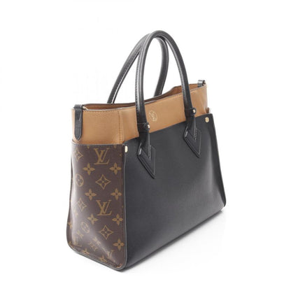 Louis Vuitton Handbag On My Side MM M53823 Noir Black Leather PVC Coated Canvas