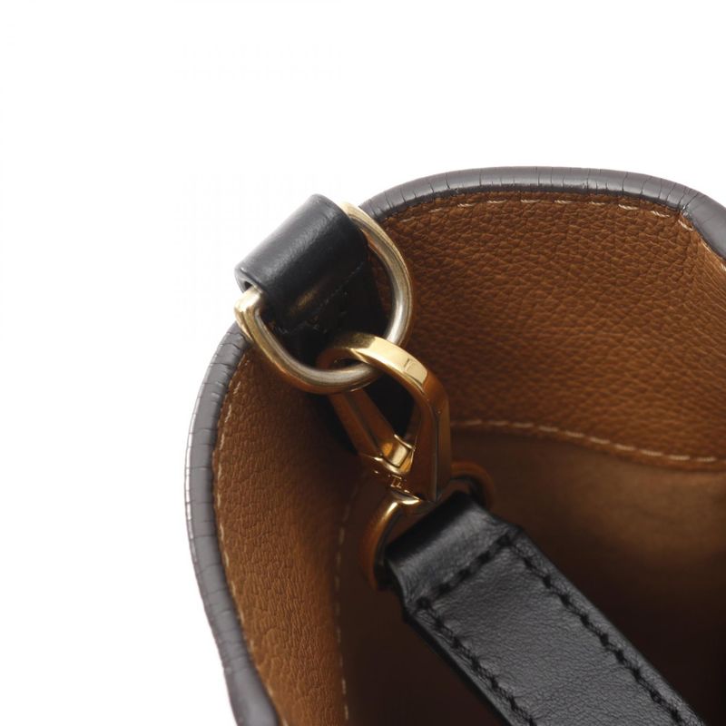 Louis Vuitton Handbag On My Side MM M53823 Noir Black Leather PVC Coated Canvas