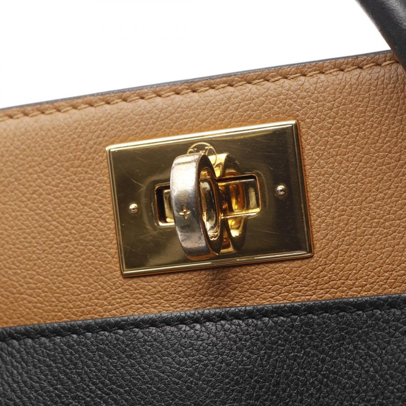 Louis Vuitton Handbag On My Side MM M53823 Noir Black Leather PVC Coated Canvas