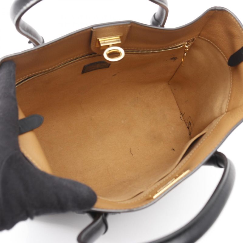 Louis Vuitton Handbag On My Side MM M53823 Noir Black Leather PVC Coated Canvas