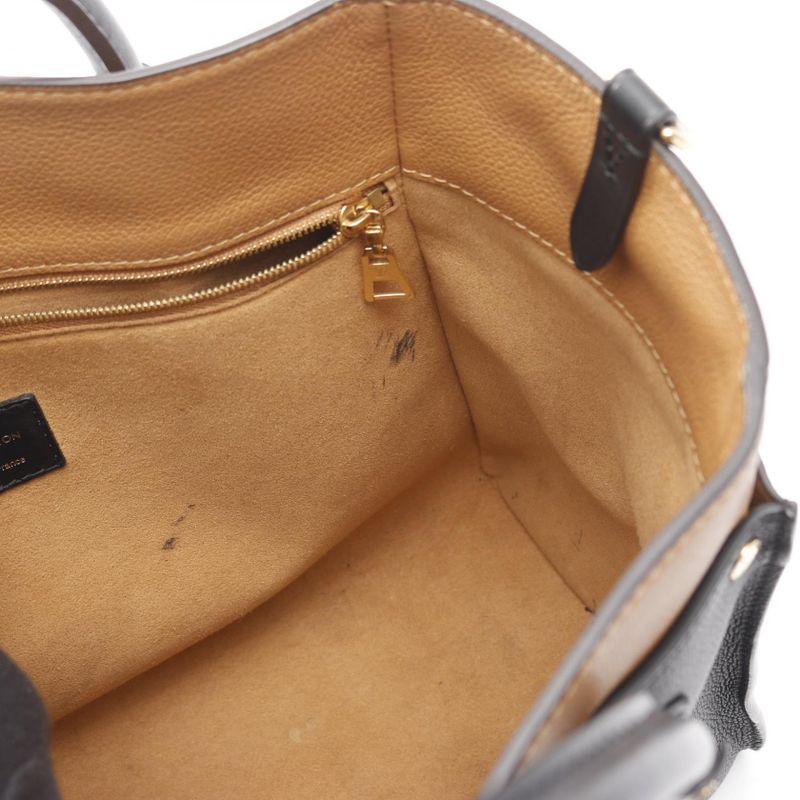 Louis Vuitton Handbag On My Side MM M53823 Noir Black Leather PVC Coated Canvas