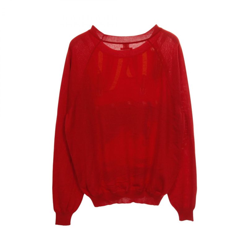 Hermes Knit Jmetz Les Sangles Red Silk Cashmere Knit Women Used A