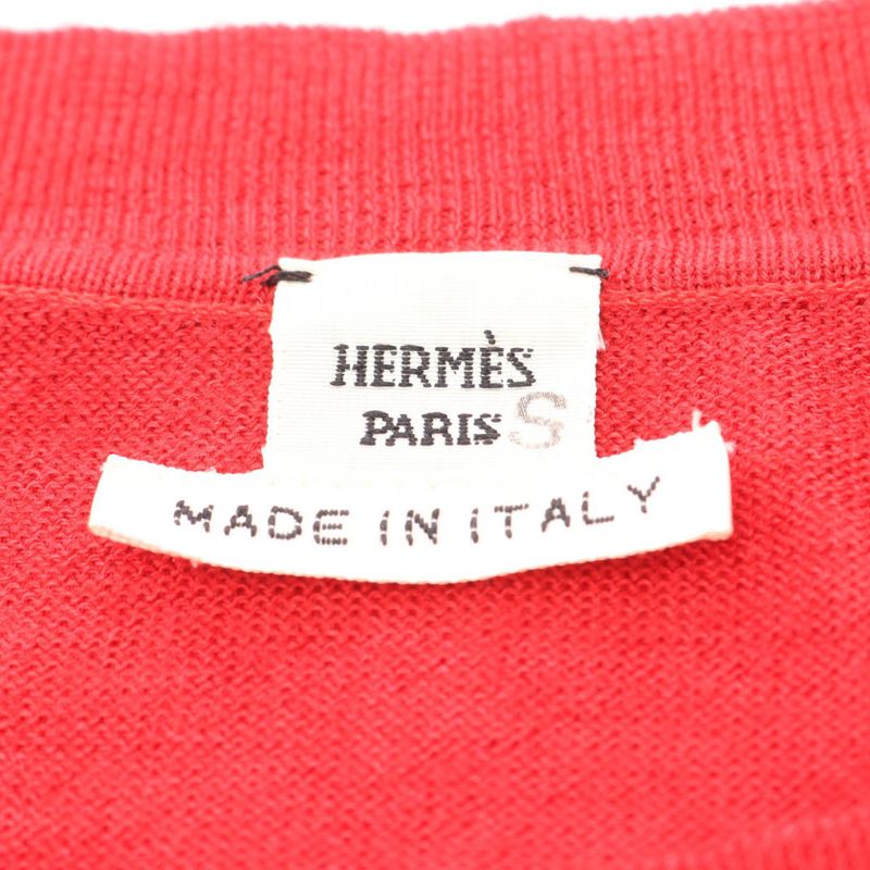 Hermes Knit Jmetz Les Sangles Red Silk Cashmere Knit Women Used A