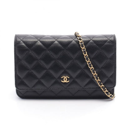 Chanel Shoulder Bag Matelasse Ap0250 Black Calf Leather Matelasse Chain Wallet