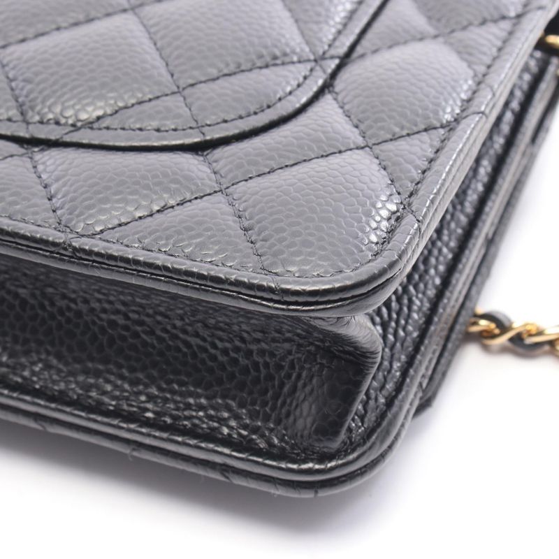 Chanel Shoulder Bag Matelasse Ap0250 Black Calf Leather Matelasse Chain Wallet