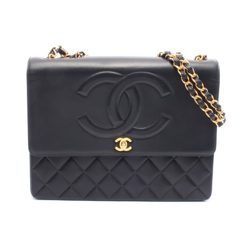 Chanel Shoulder Bag Deca Matelasse Single Flap Black Lambskin (sheepskin) Deca