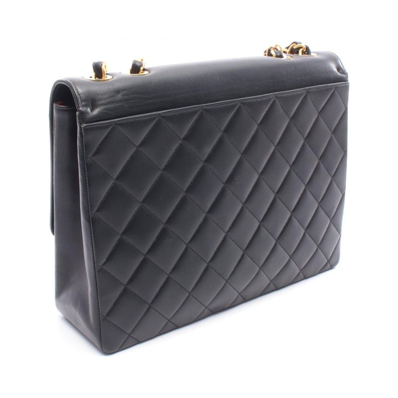 Chanel Shoulder Bag Deca Matelasse Single Flap Black Lambskin (sheepskin) Deca