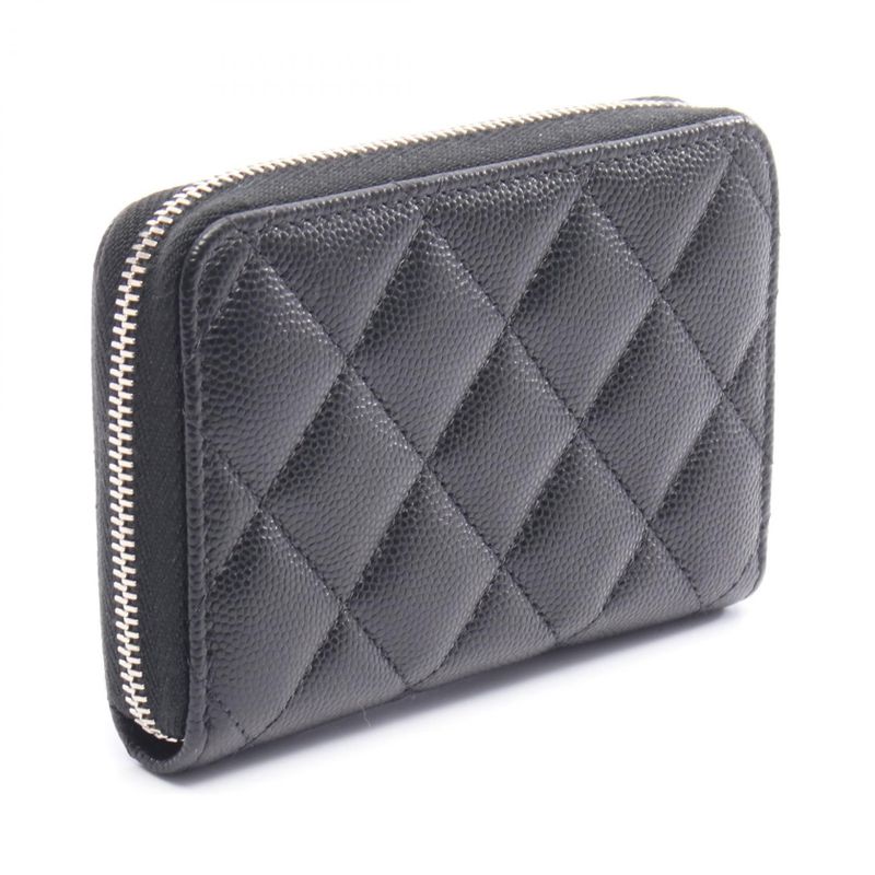 Chanel Round Wallet Matelasse Coco Mark Star Ap3428 Black Calf Leather Coco