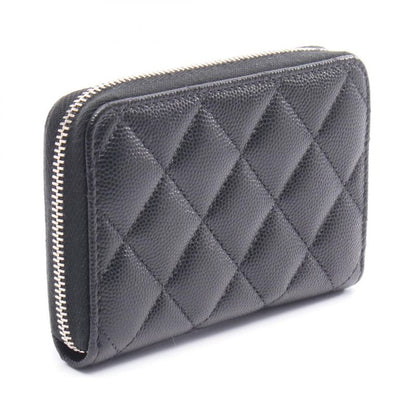 Chanel Round Wallet Matelasse Coco Mark Star Ap3428 Black Calf Leather Coco