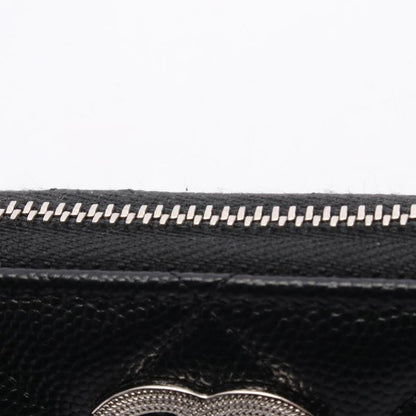 Chanel Round Wallet Matelasse Coco Mark Star Ap3428 Black Calf Leather Coco