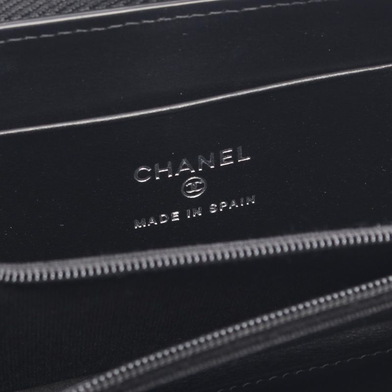 Chanel Round Wallet Matelasse Coco Mark Star Ap3428 Black Calf Leather Coco
