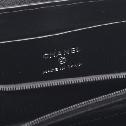 Chanel Round Wallet Matelasse Coco Mark Star Ap3428 Black Calf Leather Coco