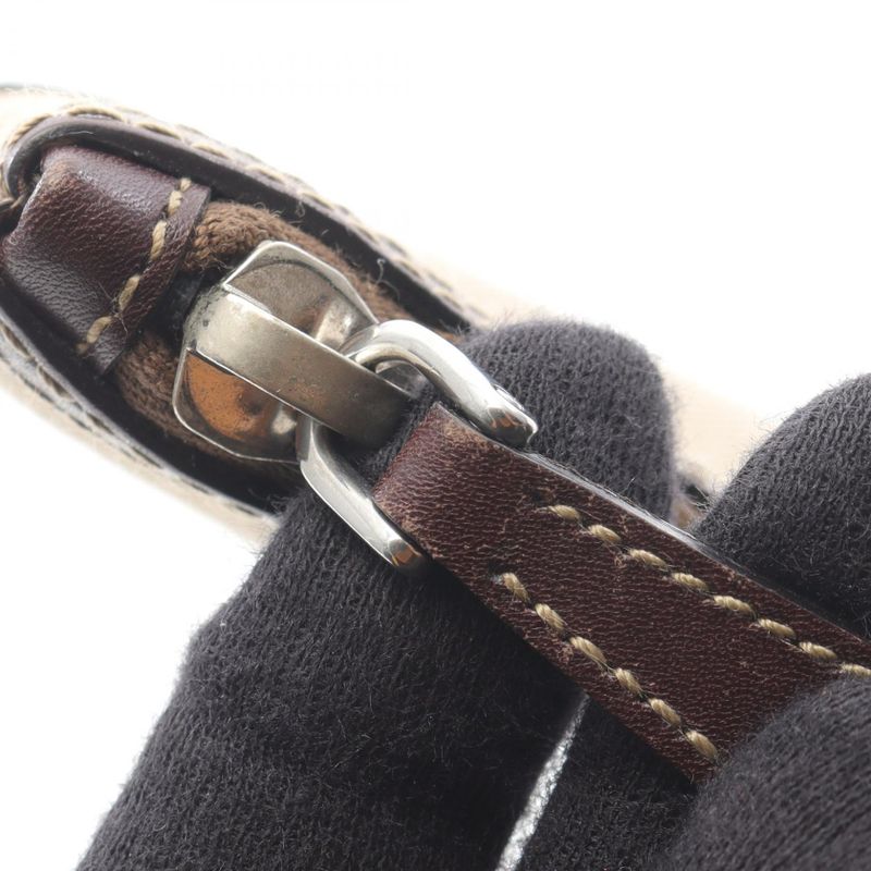 Prada Pouch Logo Jacquard Beige/brown Canvas Leather Logo Jacquard Pouch Women