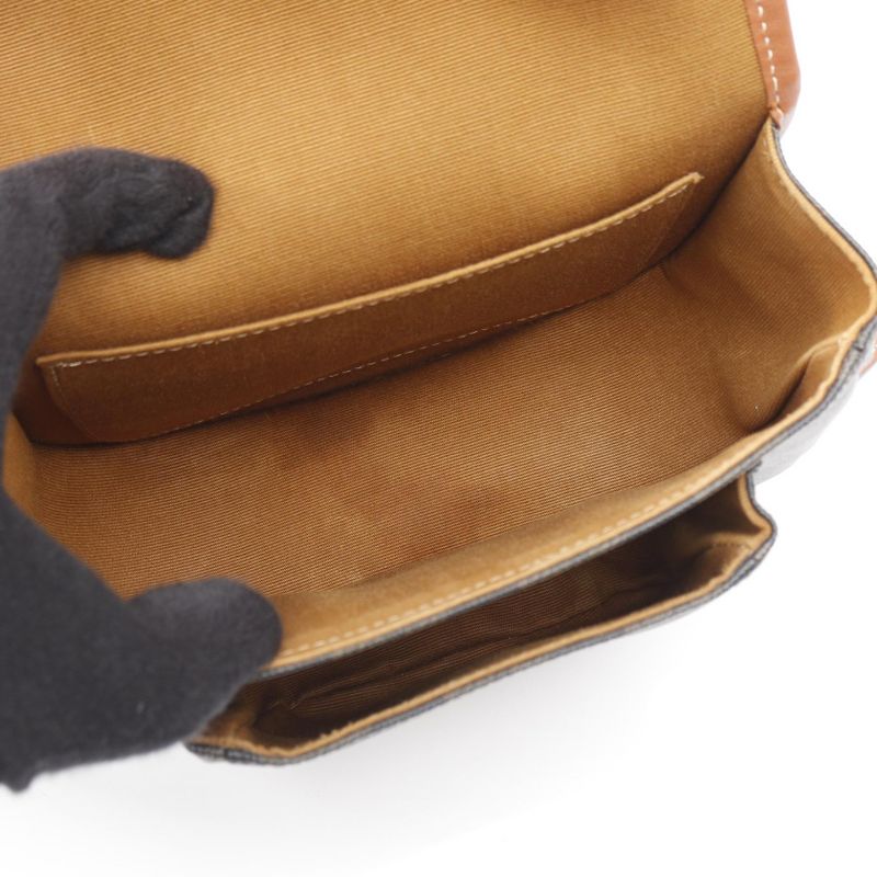 Celine Shoulder Bag Folco Medium Bag Triomphe Tan PVC Coated Canvas Leather