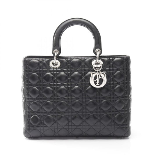 Dior Handbag Lady Dior Large Black Leather Lady Dior Canage 2way Tote Women