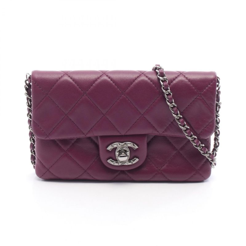 Chanel Shoulder Bag Matelasse Chain Pouch Purple Leather Matelasse Chain Pouch
