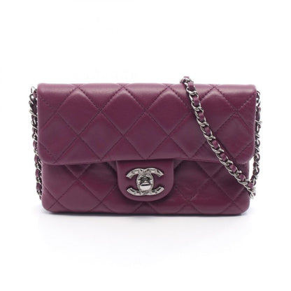Chanel Shoulder Bag Matelasse Chain Pouch Purple Leather Matelasse Chain Pouch