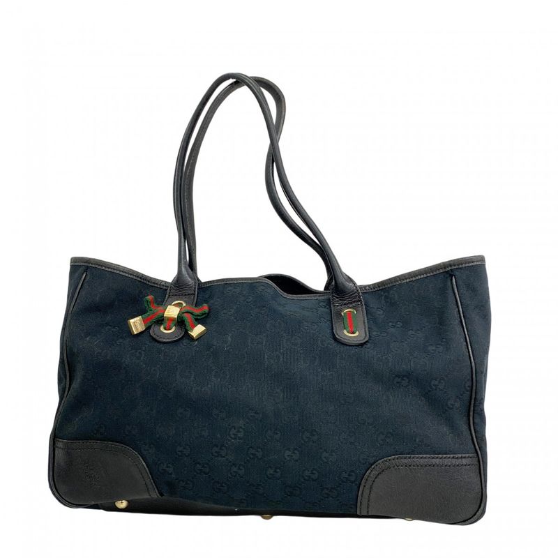 Gucci Tote Bag GG Canvas/sherry Line Princy 163805 Canvas Black Gold Hardware