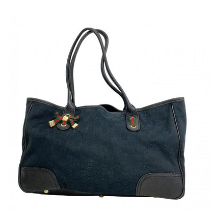 Gucci Tote Bag GG Canvas/sherry Line Princy 163805 Canvas Black Gold Hardware
